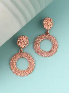 SOHI Rose Gold Plated Circular Drop Earrings