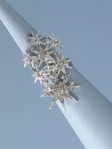 SOHI White & Silver-Plated Artificial Stones-Studded Finger Ring