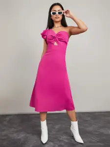 Styli Pink Midi Cut-Outs Dress
