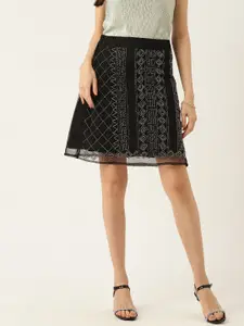 Antheaa Embellished Sequins Flared Skirt