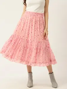 Antheaa Floral Tiered Skirt