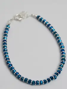 Arte Jewels Women Silver-Plated Blue & Silver-Toned Silver Tribal Wraparound Bracelet