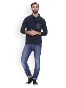 Campus Sutra Men Navy Solid Sweatshirt