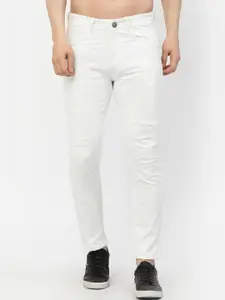 FEVER Men White Slim Fit Mildly Distressed Stretchable Jeans