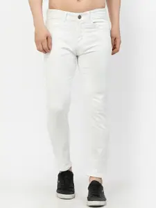 FEVER Men White Slim Fit Low Distress Stretchable Jeans