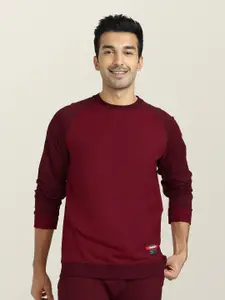 XYXX Men Maroon Cotton Antimicrobial Sweatshirt