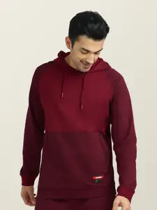 XYXX Men Maroon Hooded Cotton Sweatshirt