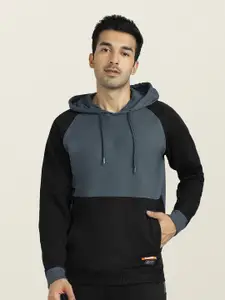 XYXX Men Charcoal Hooded Cotton Sweatshirt