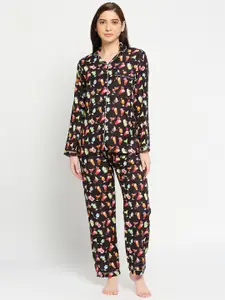Pyjama Party Women Cotton Blend Printed Night suit