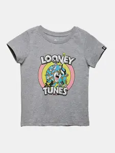 The Souled Store Girls Grey Looney Tunes Printed Cotton T-shirt