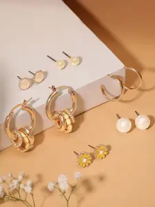 Rubans Voguish Gold-Toned Set Of 6 Gold Plated Classic Studs Earrings