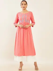 Maybell  Embroidered Thread Work Floral  A-Line Kurta