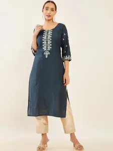 Maybell Ethnic Motifs Embroidered  A-Line Straight Kurta