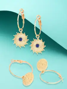 OOMPH Gold-Toned Set of 2 Contemporary Hoop Earrings