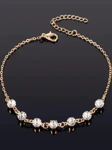 OOMPH Gold-Plated Anklet with Crystal Studded