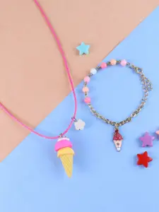 Asthetika Kids Ice Cream Charm Necklace Bracelet Set