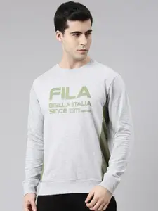 FILA Men Grey Printed Cotton Sweatshirt