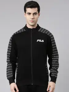 FILA Men Black Solid Cotton Sweatshirt