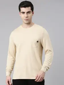 FILA Men Cream-Coloured T-shirt