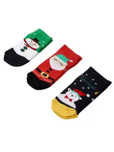 max Boys Pack of 3 Santa Printed Ankle Length Socks