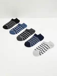 max Men Pack Of 5 Striped  Ankle-Length Socks