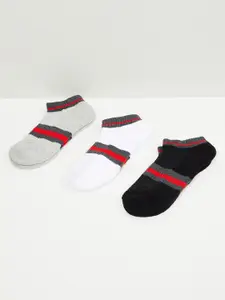 max Men Pack Of 3 Striped Ankle-Length Cotton  Socks