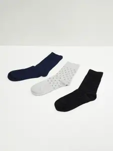 max Men Pack Of 3 Patterned Above Ankle-Length Cotton Socks