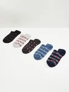 max Men Pack Of 5 Patterned Shoe Cotton Liners
