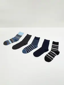 max Men Pack Of 5 Self-Design Above-Ankle Length Cotton Socks