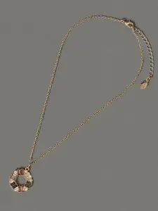 Accessorize Women Gold-Toned Baguette Circle Pendant Necklace