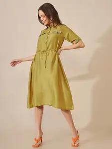 Saaki Shirt Collar A-Line Dress