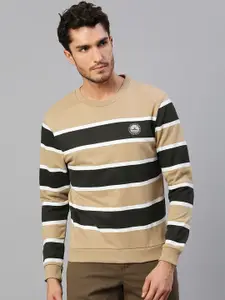 High Star Men Beige Striped Sweatshirt