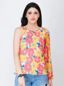 Cation Floral Print Chiffon Top