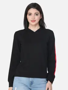Cation Women Striped Hooded Sweatshirt