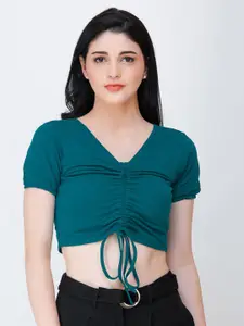 Cation Fitted Ruched Crop Top
