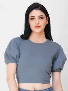 Cation Puffed Sleeves Crop Top