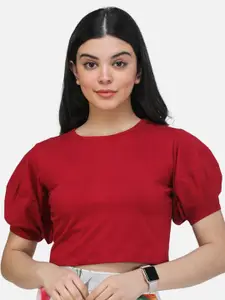 Cation Puffed Sleeves Crop Top