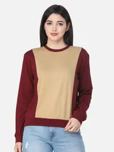 Cation Gold-Toned & Beige Colourblocked Top