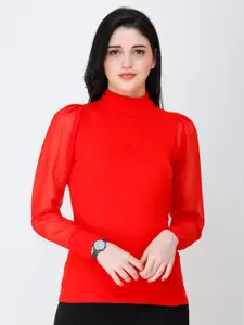 Cation Red Solid Crop Top