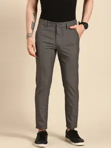 Being Human Men Checked Slim Fit Mid-Rise Chinos Trousers