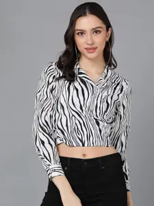 ZNX Clothing Striped Crepe Wrap Crop Top