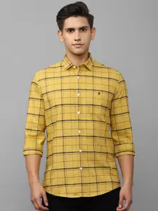 Louis Philippe Jeans Men Yellow Slim Fit Checked Casual Shirt
