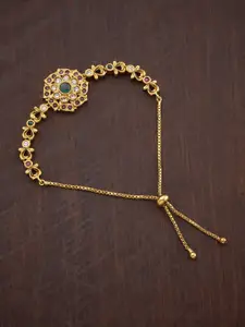 Kushal's Fashion Jewellery Kushal's Fashion Jewellery Women Gold-Toned & Green Antique Wraparound Bracelet