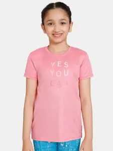 Zelocity by Zivame Girls Typography Printed Round Neck T-shirt