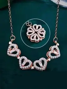 Vembley Rose Gold & White Rose Gold-Plated Enamelled Necklace