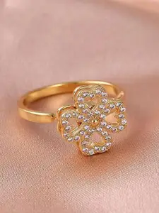 Vembley Gold-Plated White CZ-Studded Sterling Silver Finger Ring