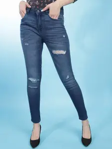 Freehand Women Blue Slim Fit Highly Distressed Stretchable Jeans