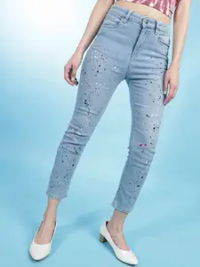 Freehand Women Straight Fit High-Rise Mildly Distressed Cotton Jeans