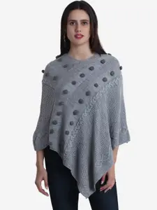 JoE Hazel Women Self Designed Cable Knit Acrylic Poncho