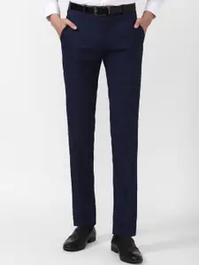 Peter England Men Checked Slim Fit Formal Trousers